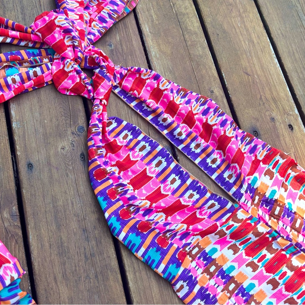 Vintage Multicolor Halter Jumpsuit with Wide Legs - Picture 5 of 15